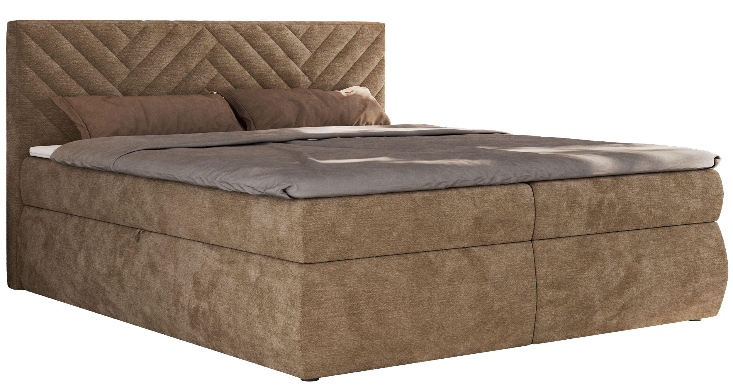 BOXBETT AVERTA 180/200 - Braun Schenille glatt - H3 - Braun, Textil (180/200cm) - MKS