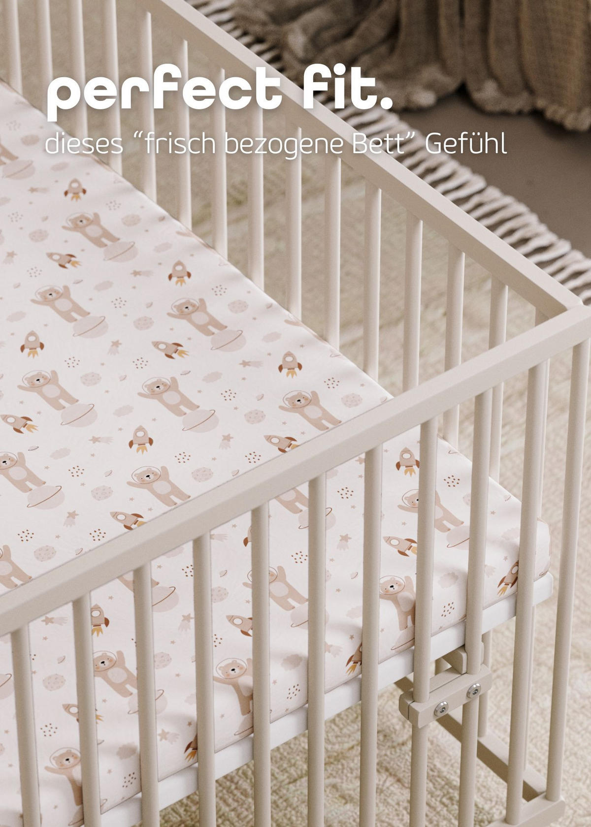 SPANNBETTLAKEN Organic Space Adventure 75x100 cm | Spannbetttuch für Laufgitter & Babymatratzen - Beige/Braun, Textil (75/100cm) - Sämann – make a difference.