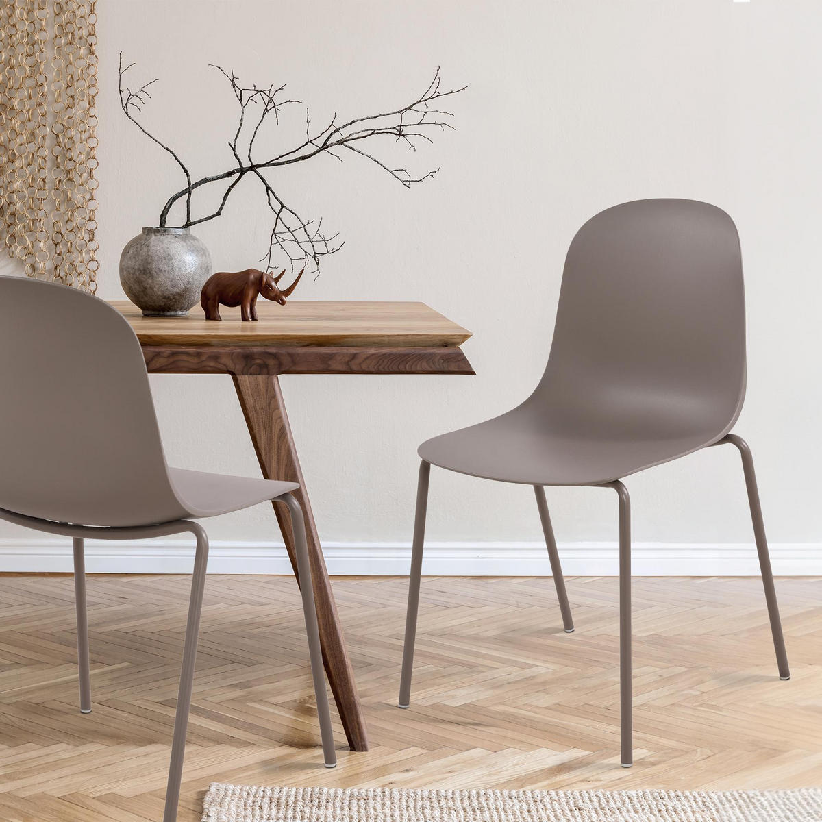 STAPELSTUHL Kunststoff taupe - Taupe, Kunststoff/Metall (51/85/53cm) - CLP