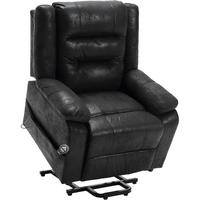 FERNSEHSESSEL mit Aufstehhilfe und Massagefunktion Schwarz - Schwarz, Kunststoff (84/137/164cm)