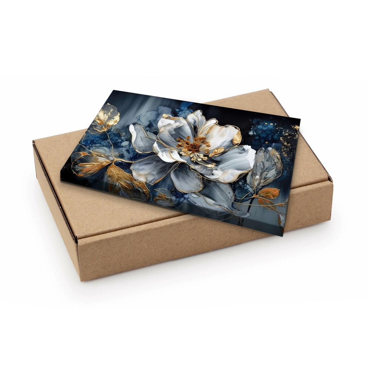 LEINWANDBILD Abstrakt BLUMEN Pflanzen 100x70cm - Blau/Schwarz, Textil (100/70cm) - Muralo