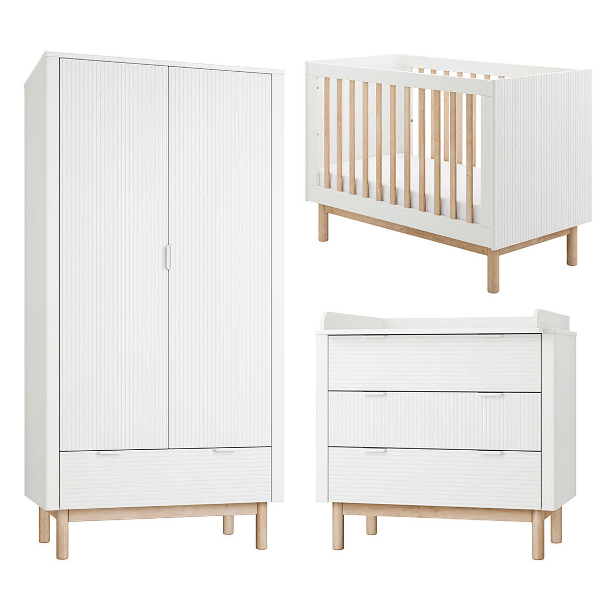 SOBA ZA BEBE 3-dijelniMiloo Bijeli - bijela, drvni materijal (123.5/87.5/66cm) - Petits-meubles