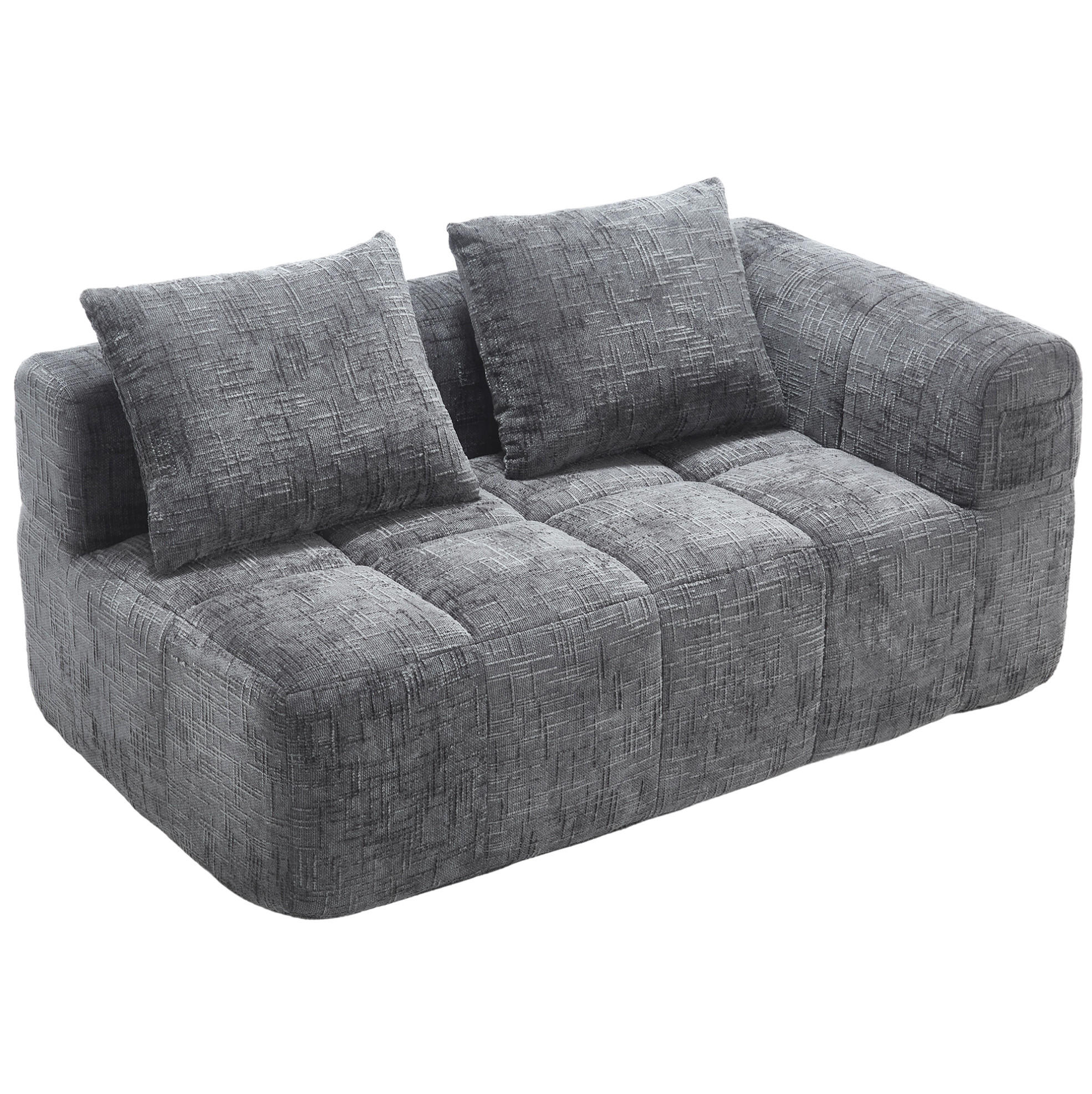 POHOVKA z chenillu, 158/90/60 cm sivá, s bočnými vreckami a vankúšom - sivá, textil (60/160/90cm) - BEAOK