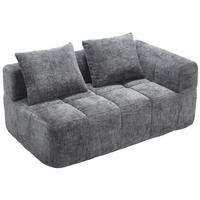 POHOVKA z chenillu, 158/90/60 cm sivá, s bočnými vreckami a vankúšom - sivá, textil (60/160/90cm) - BEAOK