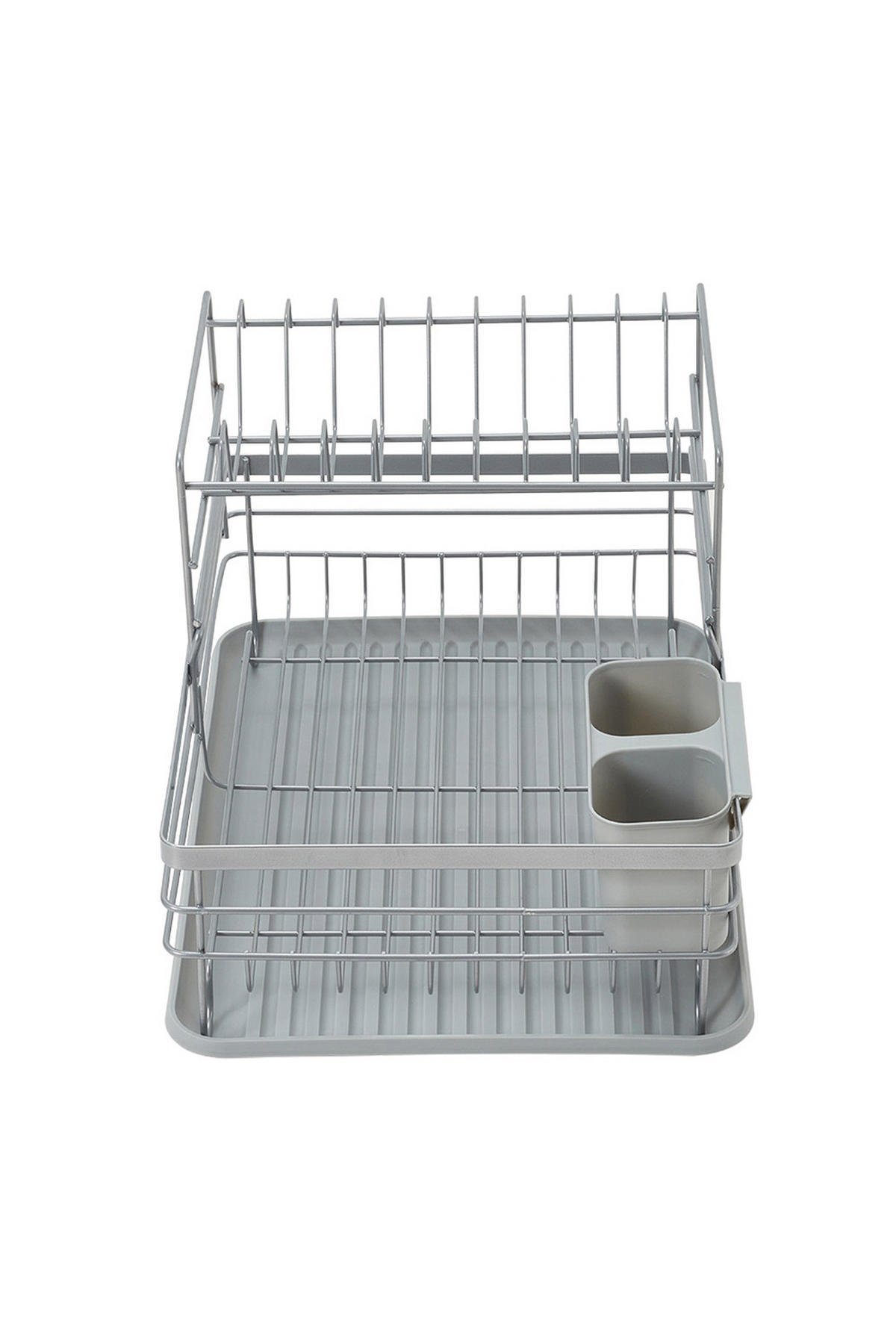 GESCHIRRABTROPFGESTELL Zweistufiges aus Eisen, PP in Silbergrau Schnelleres Trocknen Leicht zu montieren 43 x 32 x 27 cm - Silberfarben, Metall (43/27/32cm) - Livingandhome