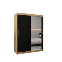 SCHWEBETÜRENSCHRANK 200/150/62 2-türig - Silberfarben/Schwarz, Holz/Kunststoff (150/200/62cm) - Abiks Möbel