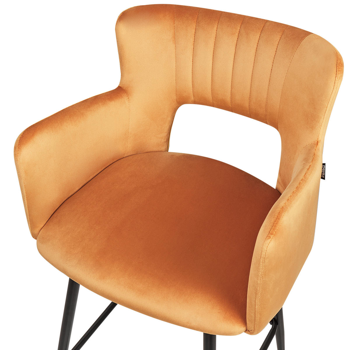 BARSTÜHLEN 2er-Set Orange Sanilac - Schwarz/Orange, Textil (51/91/44cm) - Beliani