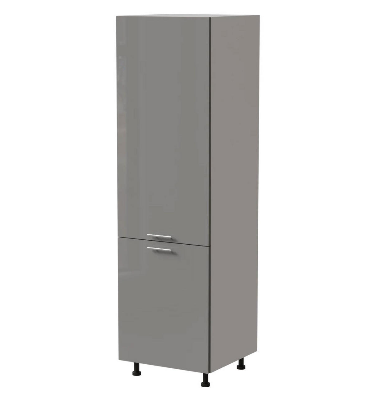 VORRATSSCHRANK Essen D14/DP/60/207 Grau Hochglanz / Weiß Matt 60 / 59 / 207cm - Weiß/Grau, Holz/Holzwerkstoff (60/207/59cm) - Feldmann-Wohnen