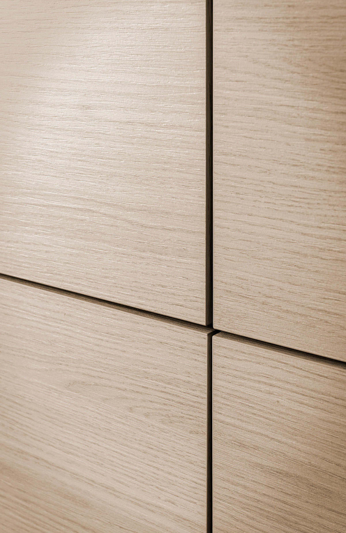 WOHNWAND Eiche natur 4-teilig 308 cm, Wohnkombination mit Push-to-Open - Eichefarben, Holz/Holzwerkstoff (308/170/39cm) - Furn.Design