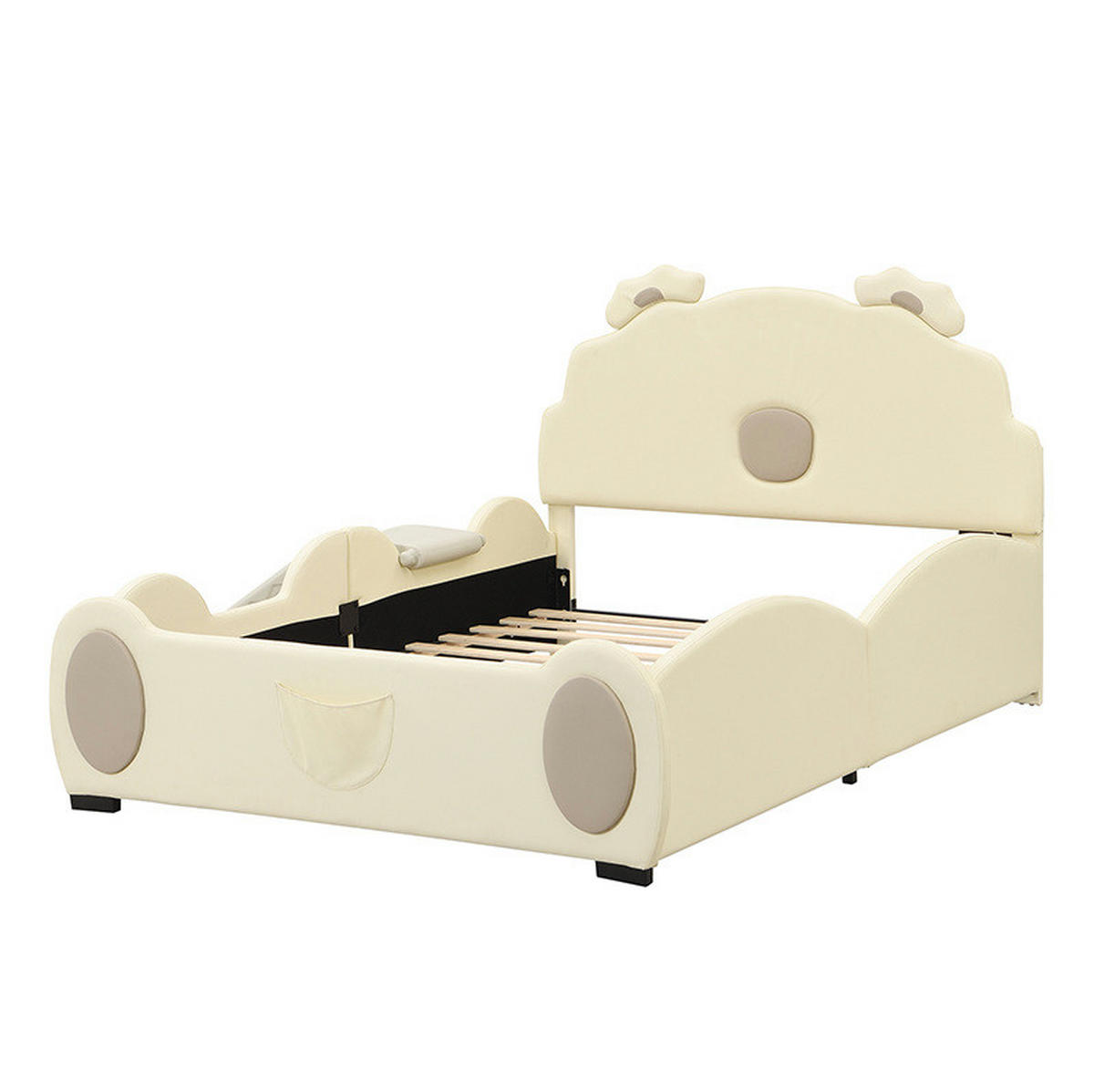 KINDERBETT 140/200 cm in Beige mit Rutsche und Leiter - Beige, Kunststoff (140/200cm) - BEAOK
