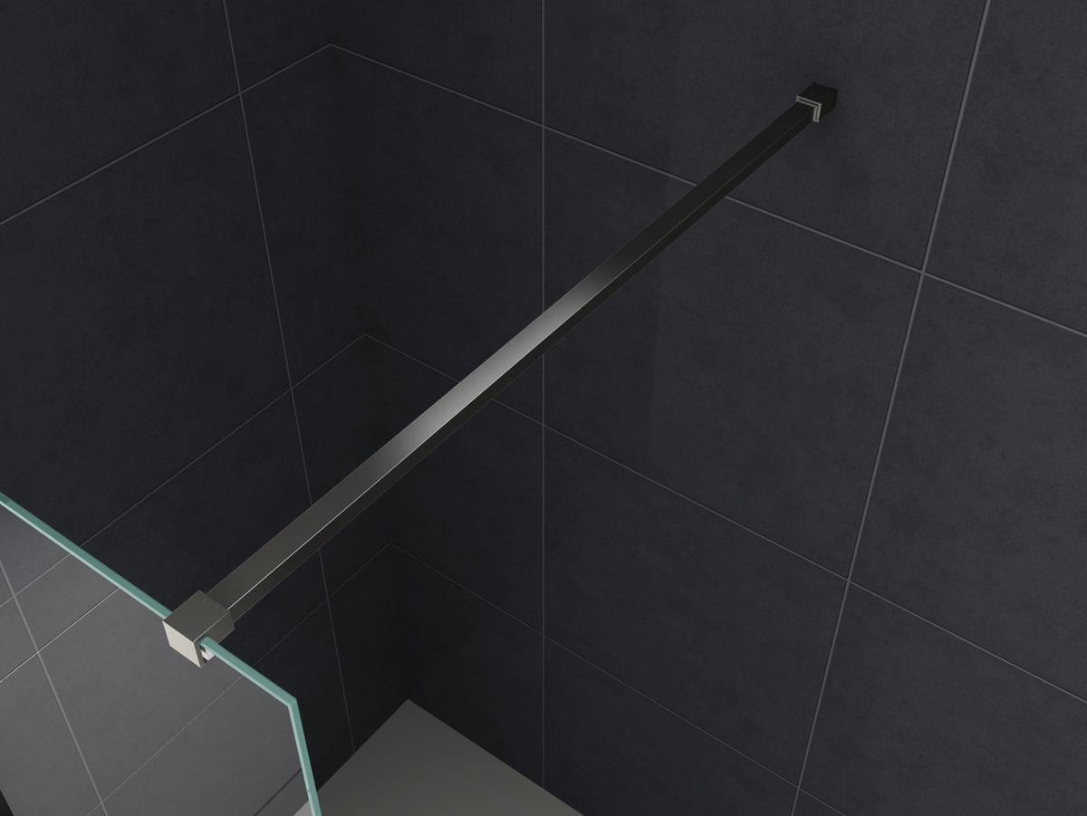 DUSCHWAND TIPO Schwarz 70 x 200 cm mit schwarzen Anbauteilen 8 mm ESG - Schwarz, Glas (70/200cm) - Glasdeals