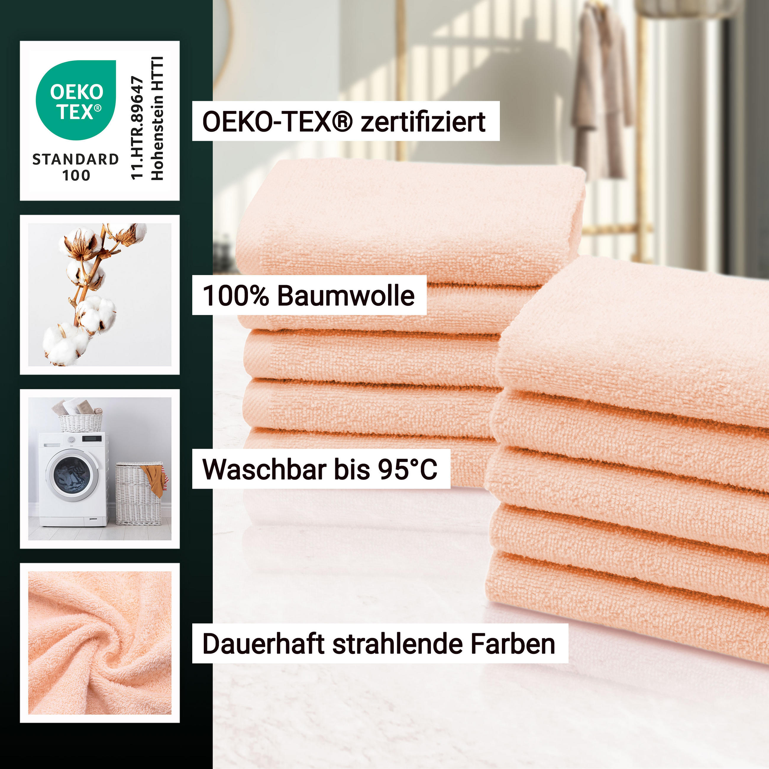 SEIFTÜCHER, 10er-Set, 30x30 cm, 100% Baumwolle, Rosa - Orange, Textil (30/30cm) - Zollner