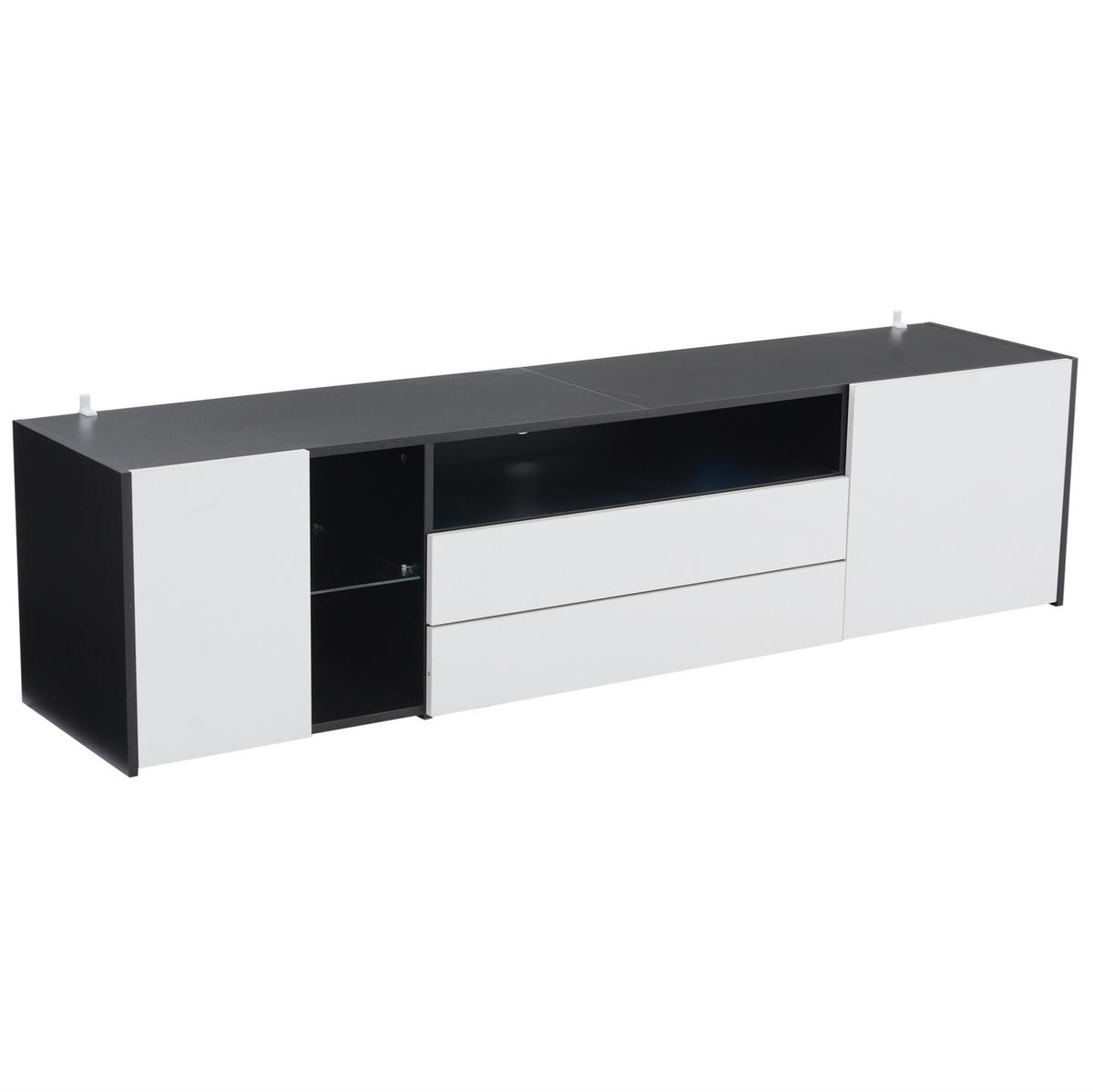 TV-ELEMENT mit LED 180 x 40 x 45 cm Weiß/Schwarz - Weiß, Holzwerkstoff (40/45/180cm) - Beauniv