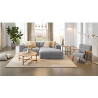 ECKSOFA mit XL-Longchair - Schwarz/Grau, Textil (260/171cm) - home24