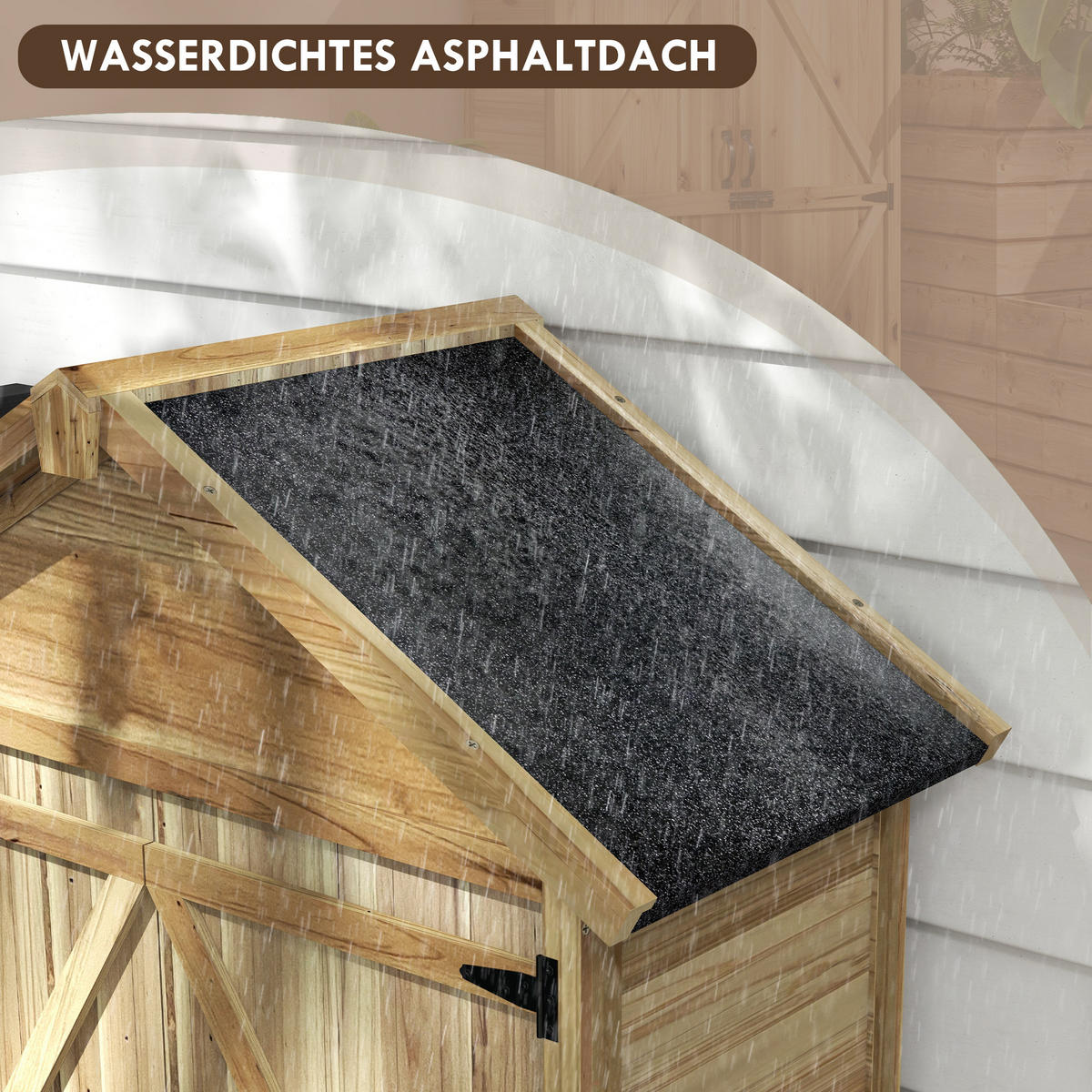 GARTENSCHRANK, 0,43m² Holz-Geräteschuppen, Gartenhaus mit Asphaltdach, Natur - Naturfarben, Holz (54/177/102cm) - Outsunny