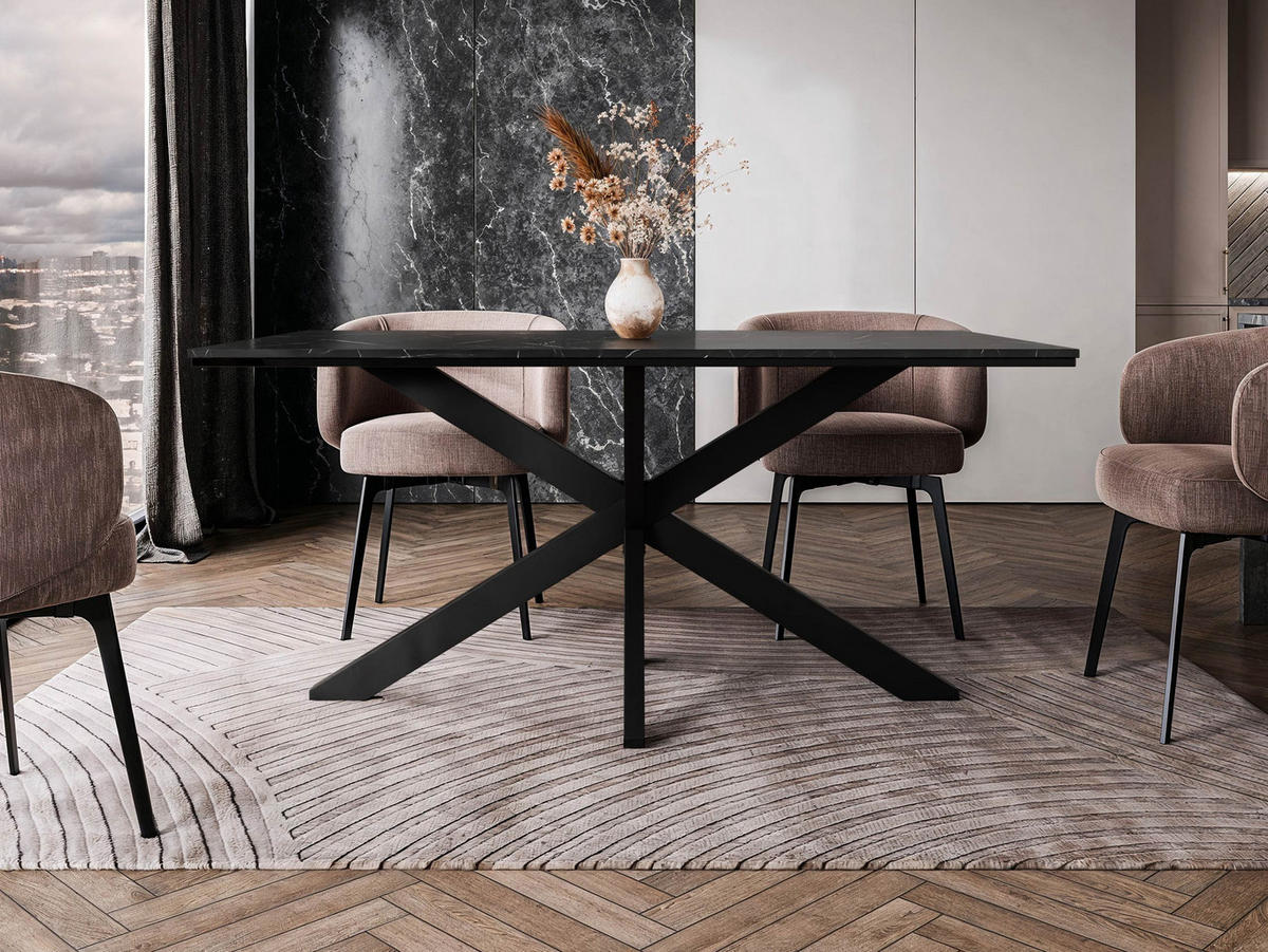 ESSTISCH Wero - Schwarz, Holzwerkstoff/Metall (90/160/74cm) - MIRJAN24