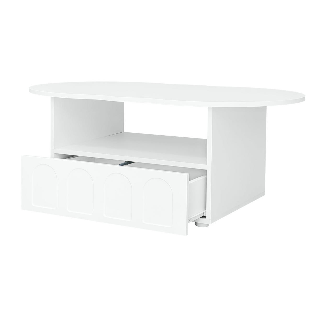 COUCHTISCH 100/60/40,5 cm in Weiß mit Schublade und offenem Ablagefach - Weiß, Holzwerkstoff (100/60/40.5cm) - Flora Grace