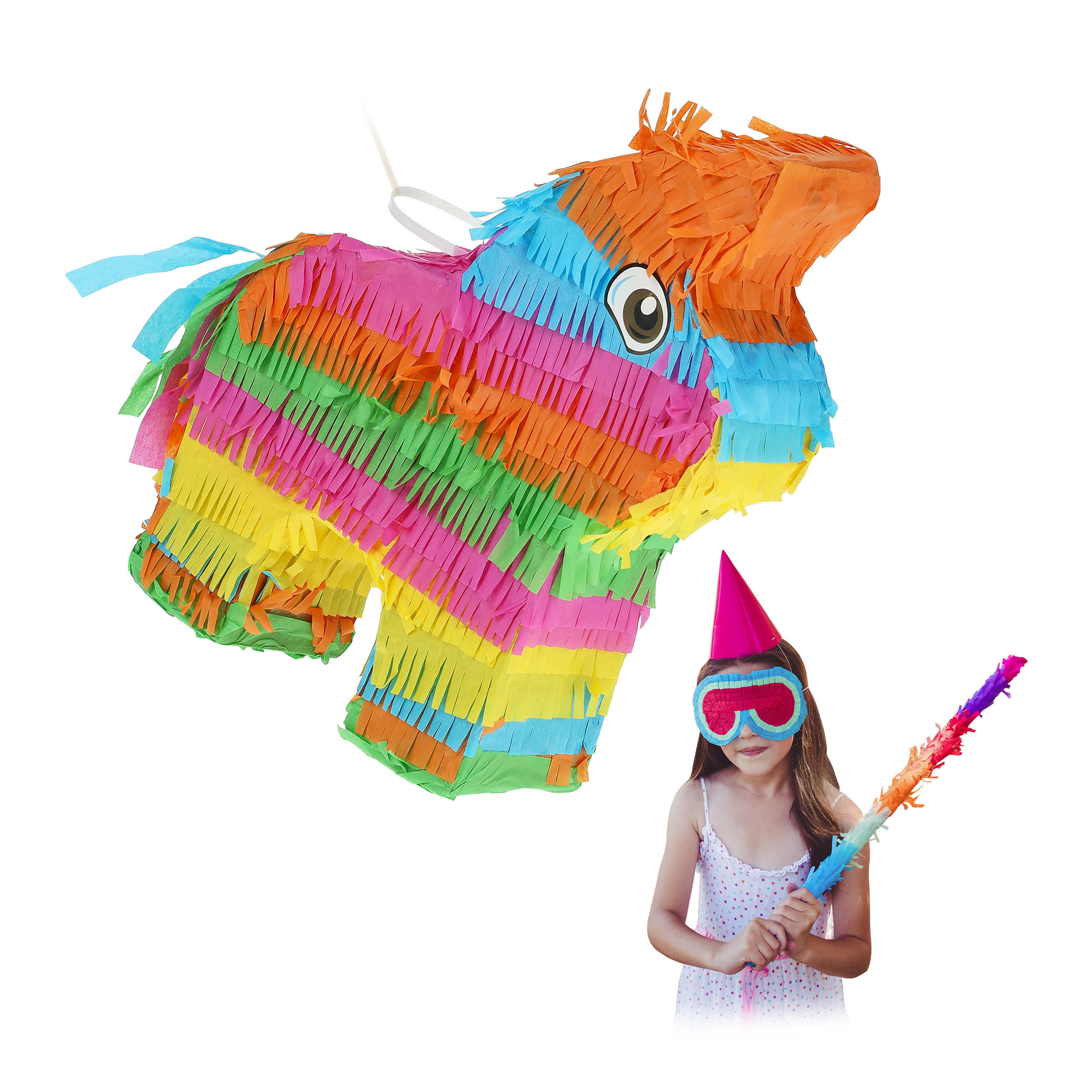 PINATA - Multicolor, Papier/Wellpappe (25/27.5/7cm) - Relaxdays