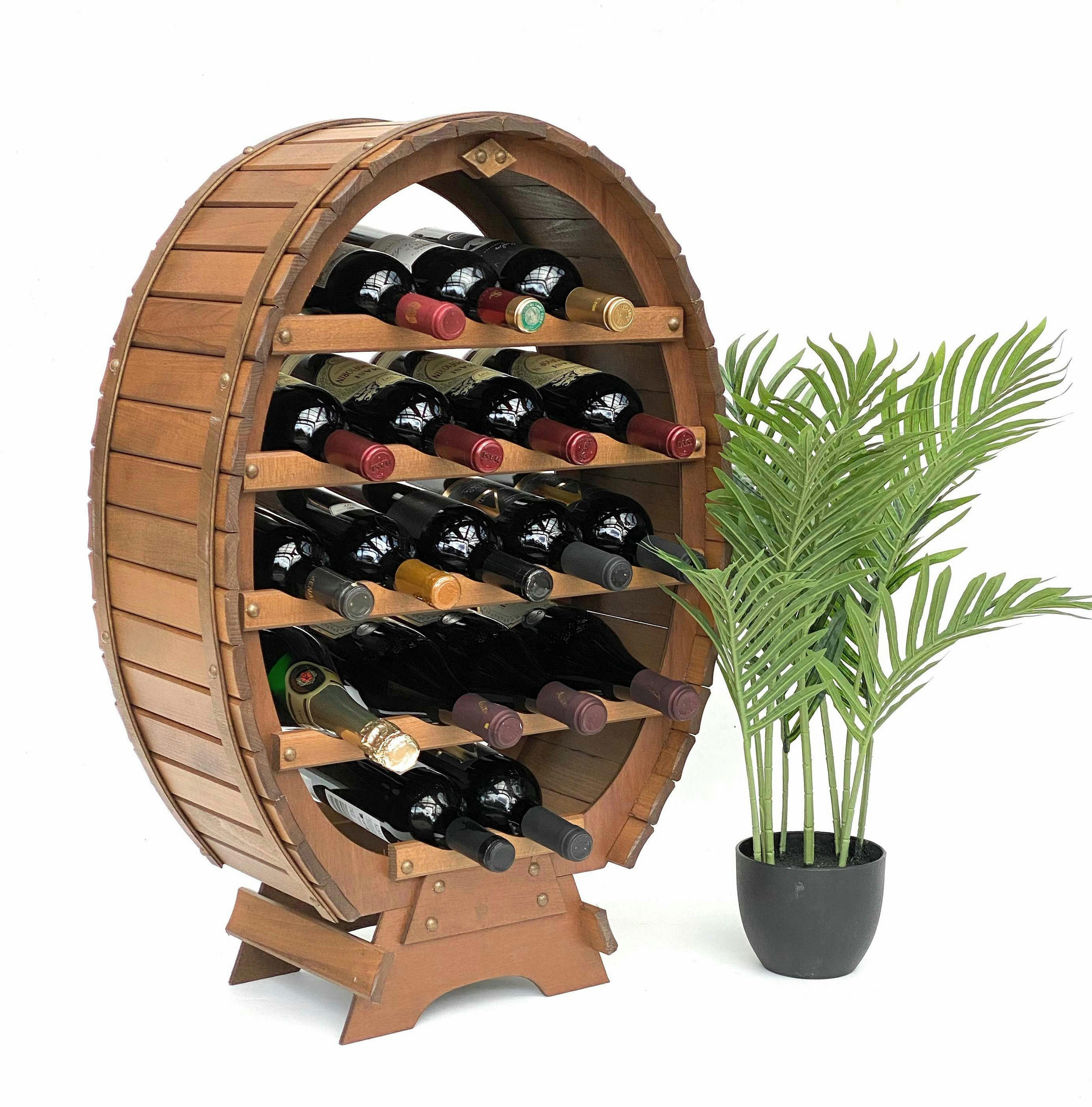 WEINREGAL für 18 Flaschen Holz Stehend Braun 77 cm - Braun, Holz (53/77/24cm) - DanDiBo