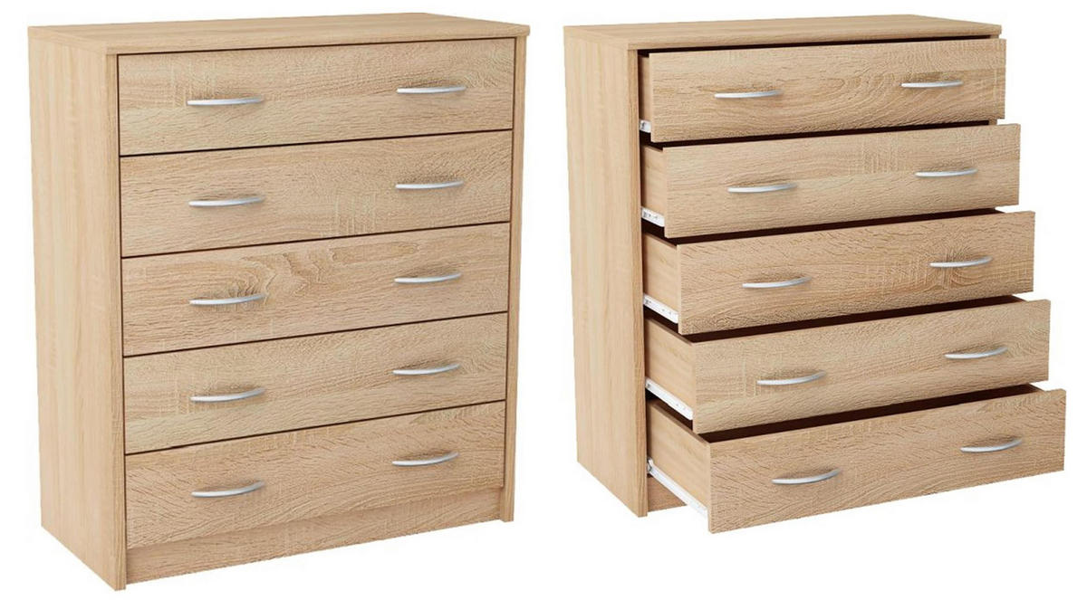 KOMMODE 5S Sonoma Eiche 74/35/85 cm mit 5 Schubladen - Sonoma Eiche, Holzwerkstoff (74/85/35cm) - Matkam Möbel