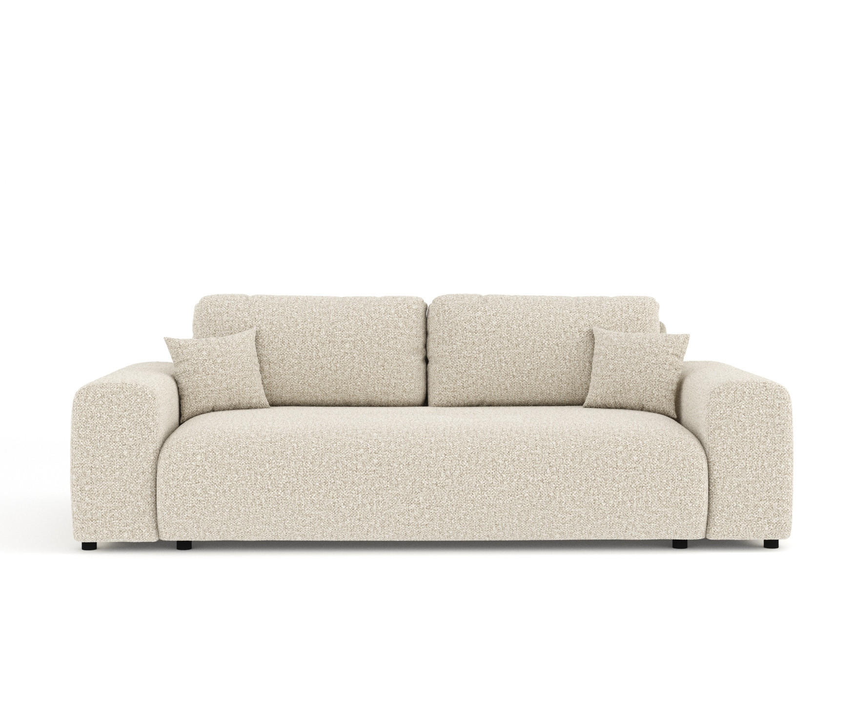 3-SITZER-SOFA Zanzibar Beige Plüschstoff - Beige/Schwarz, Holz/Holzwerkstoff (213/79/108cm) - Maison de Reve