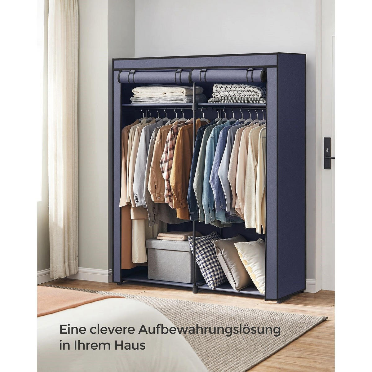 GARDEROBE LISBON - Blau, Kunststoff (140/174/43cm) - Hansiro