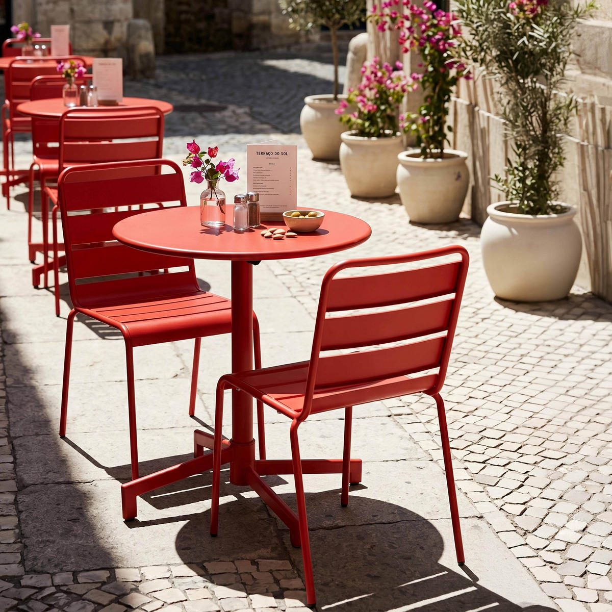 BISTROTISCH, Rot - Rot, Metall (70/70/72cm) - Oviala