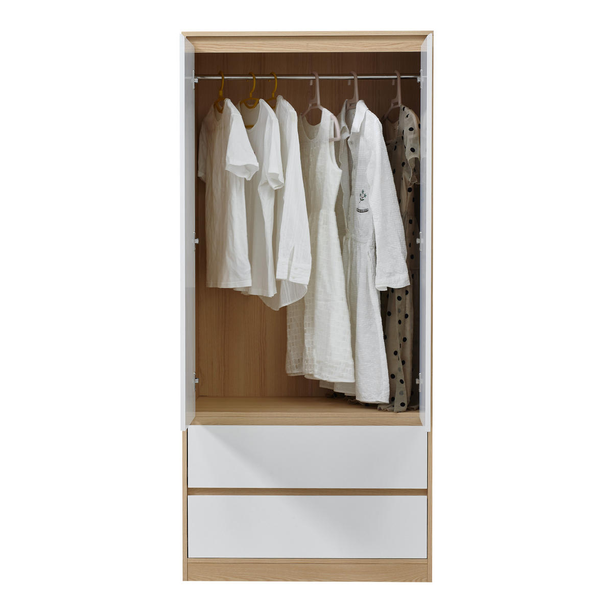 KLEIDERSCHRANK Bastheim - Eichefarben/Weiß, Holzwerkstoff (80/176/52cm) - [en.casa]