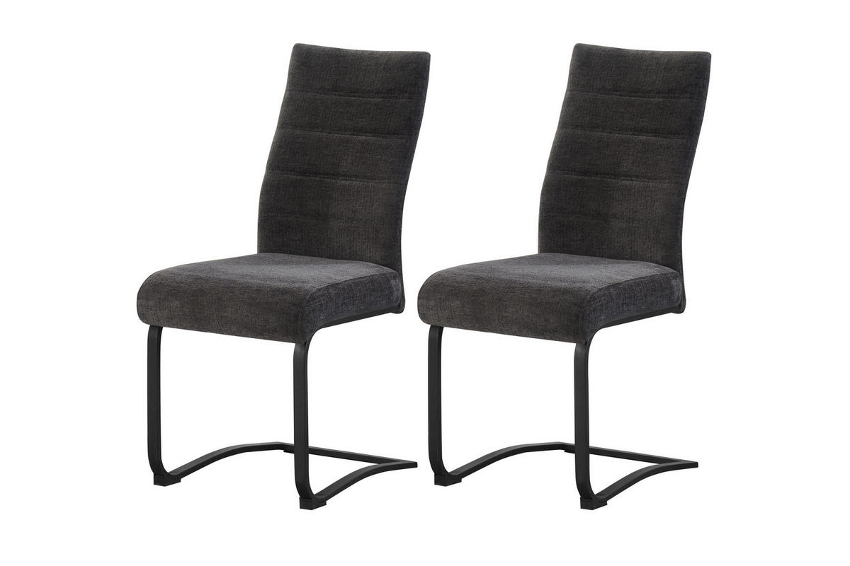 SCHWINGER-STUHL 2er Set Stockholm Stühle in Anthrazit - gemütliches Design - B/H/T: 43x98x59 cm - Anthrazit, Textil (59/98/43cm)