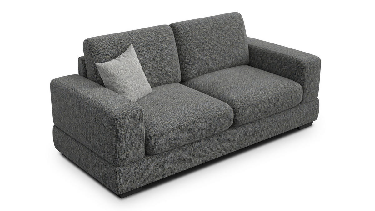 SOFA OTTO 3-Sitzer, anthracit - Schwarz/Grau, Holz/Textil (201/89/98cm) - Courtois Laville