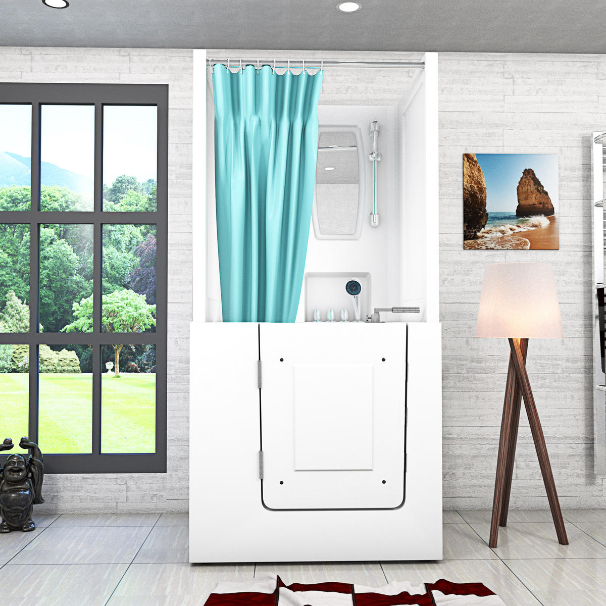 SENIORENDUSCHE S02D-TH-B-L Weiß - Weiß, Glas/Kunststoff (100/78/205cm) - AcquaVapore by Sandra Jentho