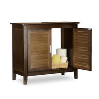 WASCHBECKENUNTERSCHRANK Dunkelbraun Bambus Lamellentüren 60 cm - Dunkelbraun, Holz (30/60/67cm) - Relaxdays