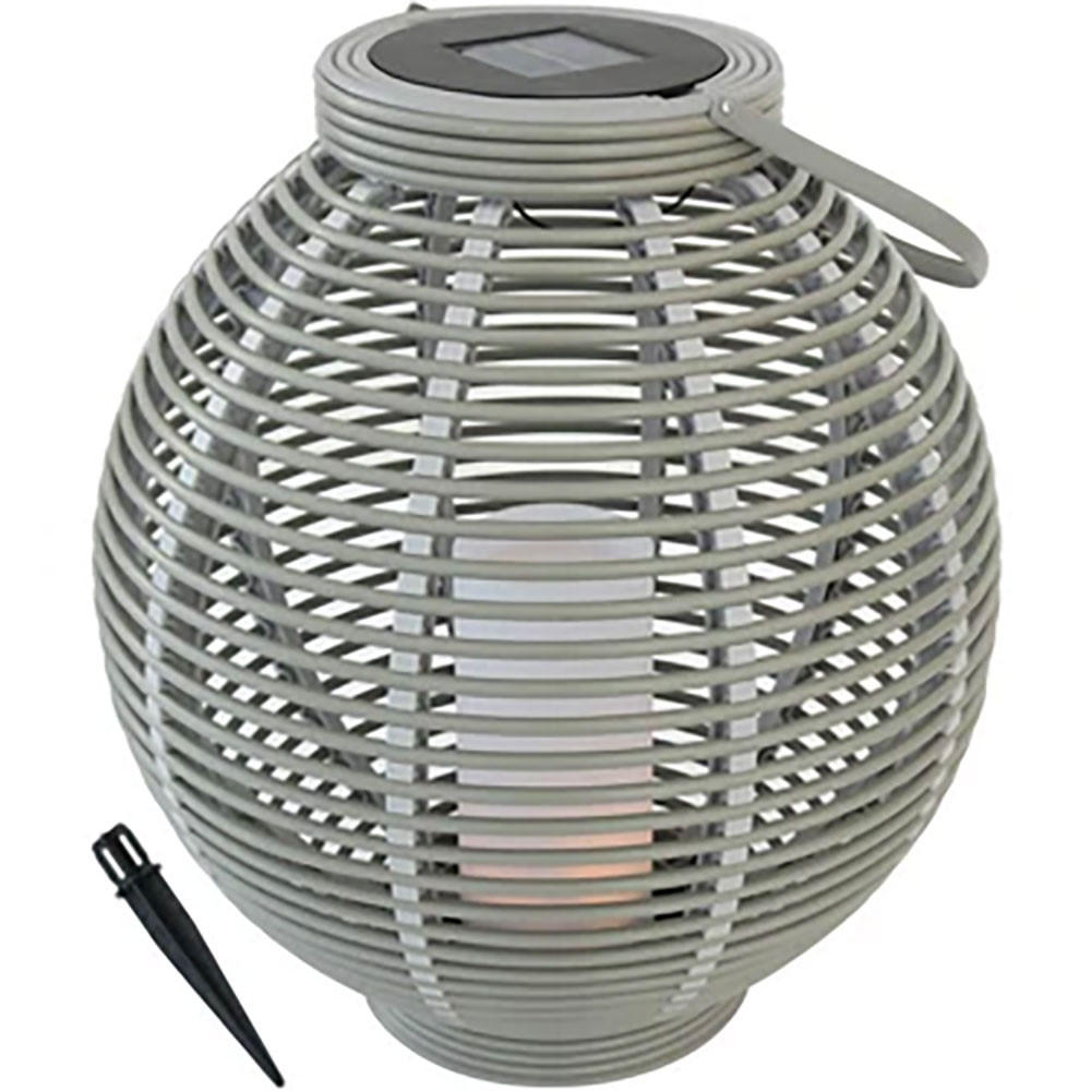LED SOLARLATERNE Rattan Grau - Grau, Kunststoff (38/38/45.5cm)