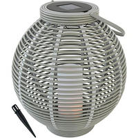 LED SOLARLATERNE Rattan Grau - Grau, Kunststoff (38/38/45.5cm)