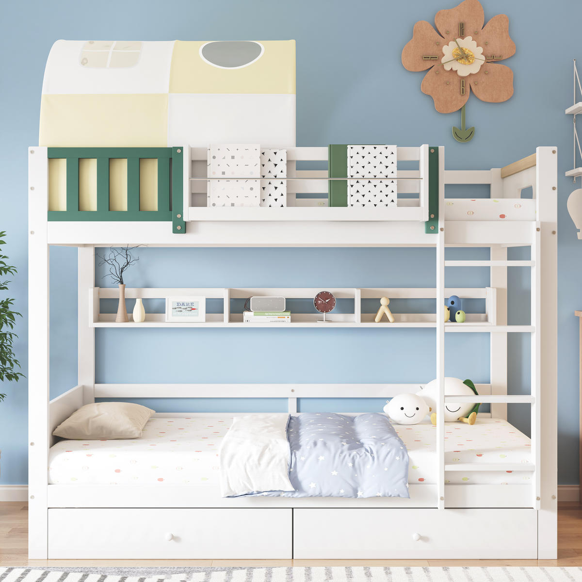 ETAGENBETT 90x200 cm Zelt Schubladen - Gelb, Holz (90/200cm) - LEBENLANG