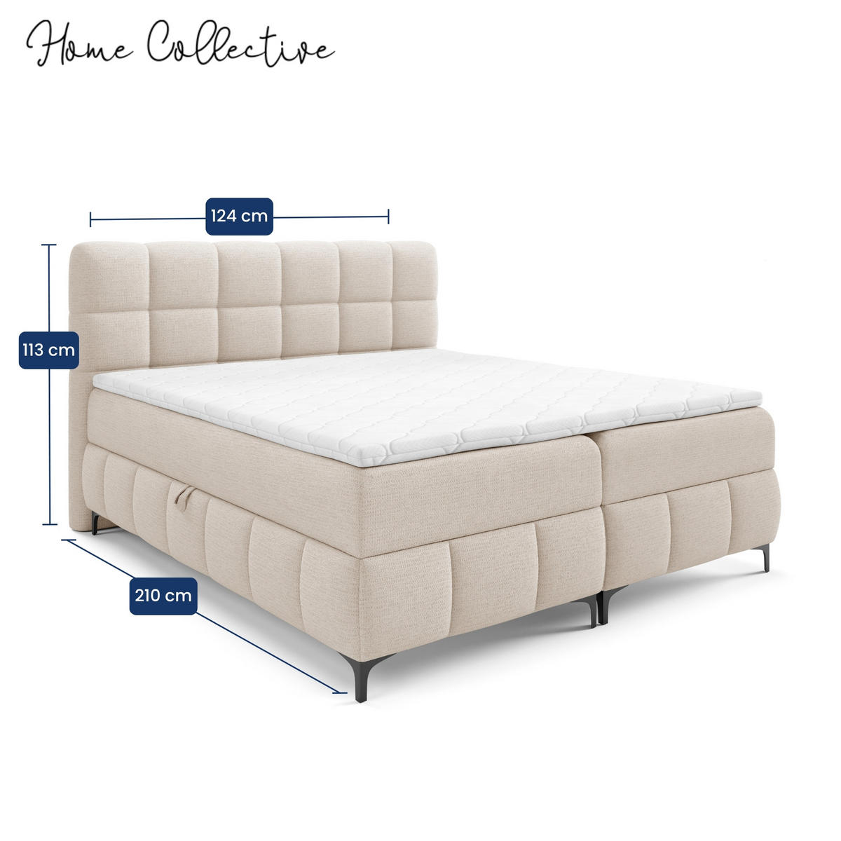 BOXSPRINGBETT mit Stauraum und Topper 120x200 cm Hellbeige - Beige, Textil (120/200cm) - Home Collective