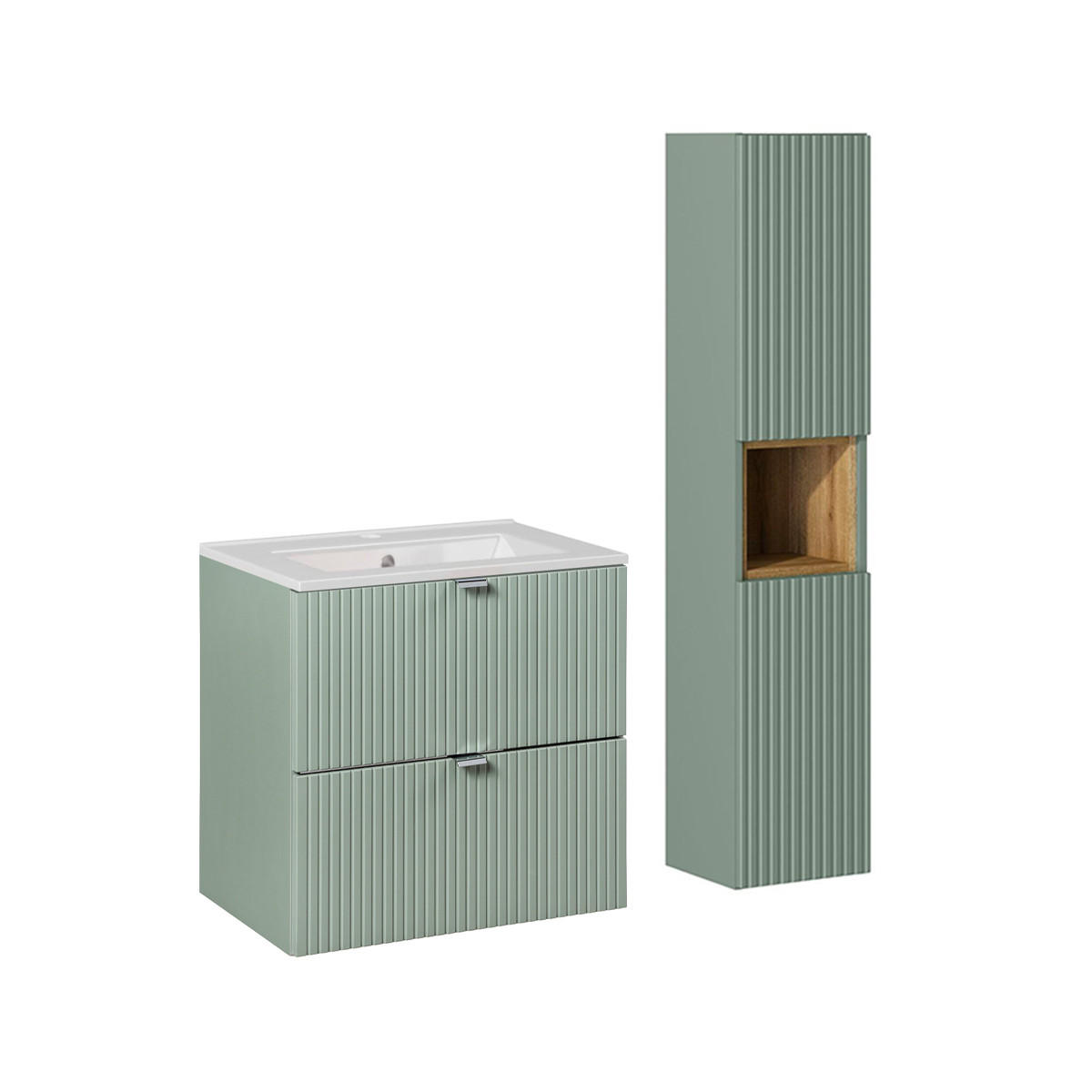 BADMÖBEL 60cm Jade 2er-Set Grün - Grün, Holzwerkstoff (60/57/40cm) - Petits-meubles