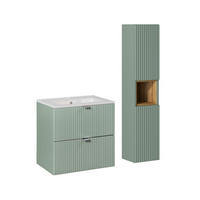 BADMÖBEL 60cm Jade 2er-Set Grün - Grün, Holzwerkstoff (60/57/40cm) - Petits-meubles