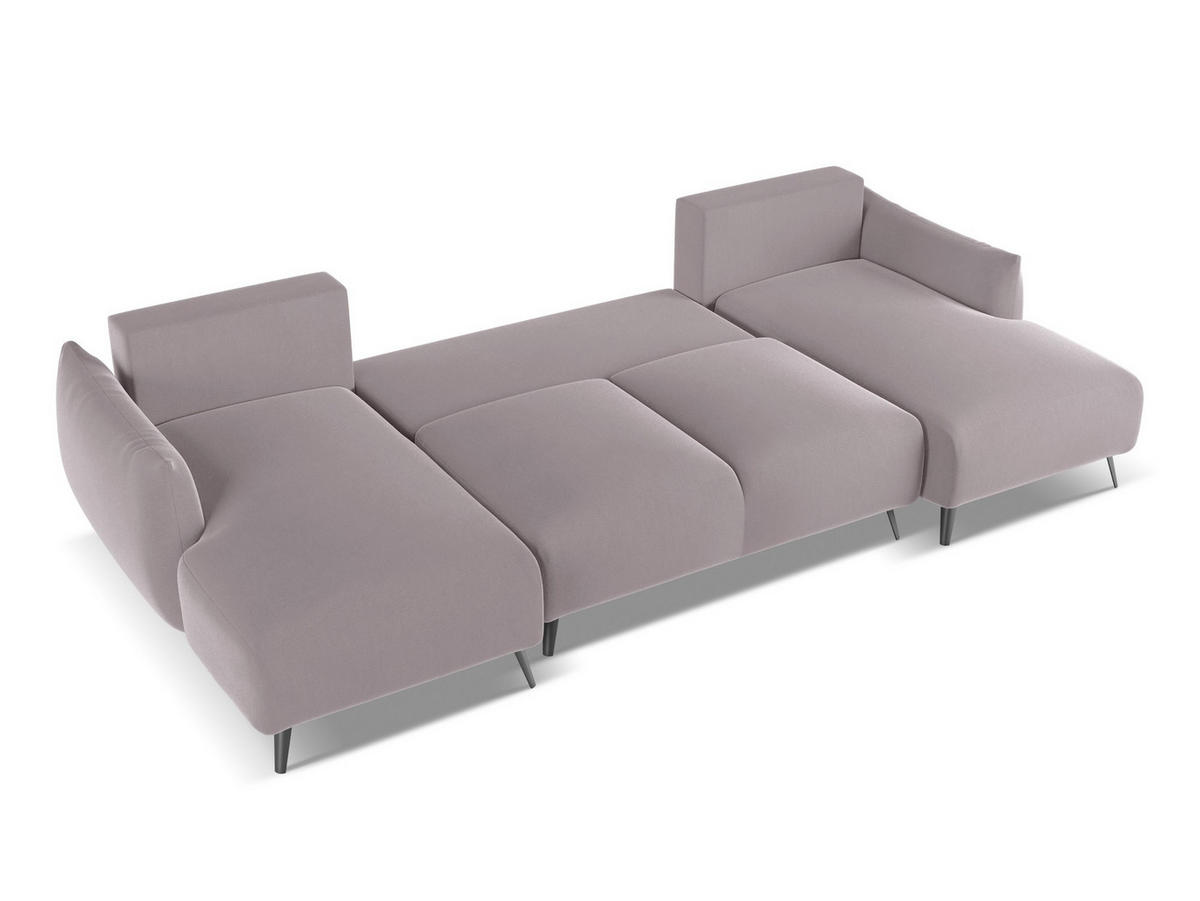 WOHNLANDSCHAFT Samt Stoff Violett - Lila/Flieder, Textil/Metall (317/86/162cm) - Makamii