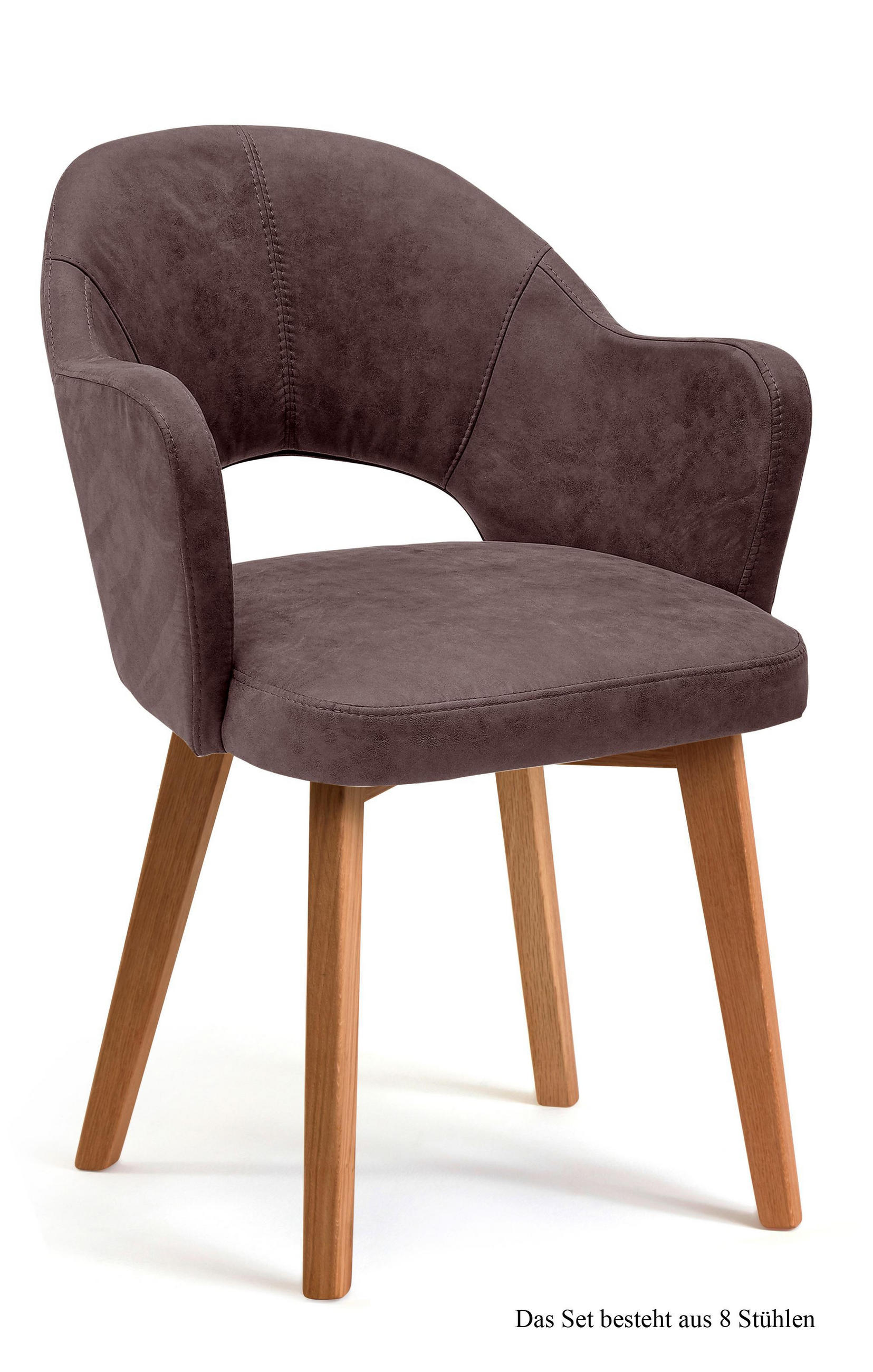 ARMLEHNSTUHL (8er-Set) Darsie 59x87x61 Eiche geölt/Braun - Eichefarben/Braun, Kunststoff (61/87/59cm) - 58aufmkessel