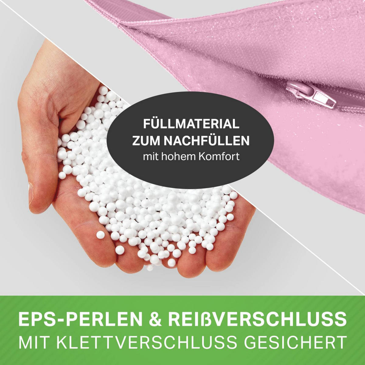 SITZSACK XXL "Square" 140x180cm - 380 L - Rosa, Textil (140/25/180cm) - Green Bean