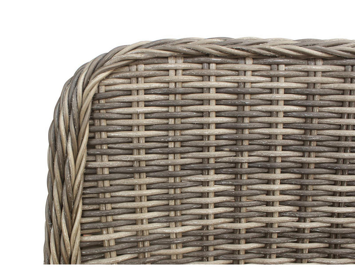 GARTEN-ESSGRUPPE Ria Braun Polyrattan für 4 Personen - Grau, Kunststoff - Green Spirit