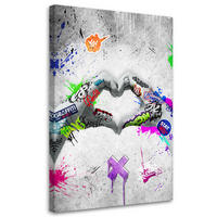 LEINWANDBILD Street Art Herz 80x120cm - Grau, Textil (80/120cm) - Feeby