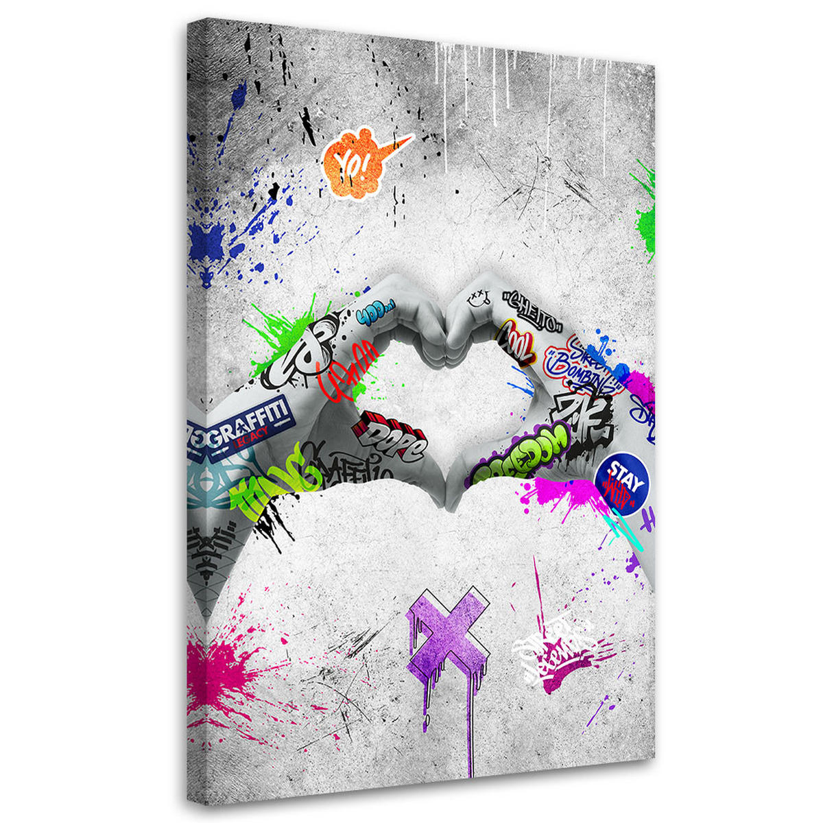 LEINWANDBILD Street Art Herz 80x120cm - Grau, Textil (80/120cm) - Feeby