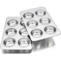MUFFINBLECH 2er-Pack 6er-Muffin-Set 29 x 18 cm Edelstahl - Silberfarben, Metall (18/3/3cm)