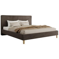 ČALÚNENÁ POSTEĽ LUMARO CLASSIC 140/200 - Hnedá Samet - bez matraca - hnedá/jadrový buk, drevo/textil (140/200cm) - MKS