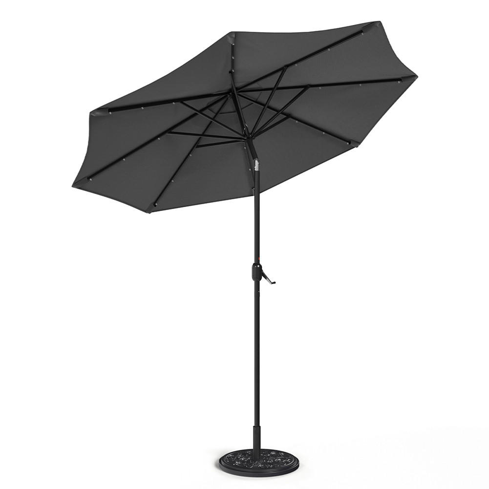 SONNENSCHIRM aus Polyester Metall und Sonnenschirmfuß aus Cement Blumenmuster 360° drehbar neigbar 60° 3 x 2.4m Ø45 × 25 cm - Schwarz, Metall (300/240cm) - Livingandhome