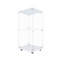 VITRINE - Glasvitrine mit 1 Tür und 2 Ebenen - integrierte LED-Spot-Beleuchtung - Weiße Decken- und Bodenplatte - Weiß, Glas (40.35/86.2/36.5cm) - DELFA