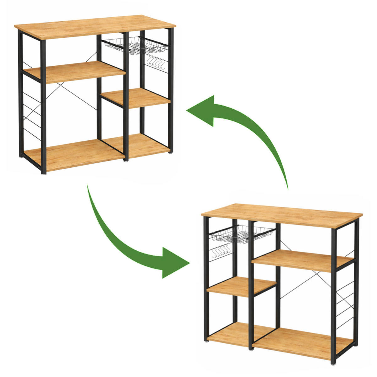KÜCHENREGAL Holzoptik Metall Eichefarben Schwarz Küchenorganizer 84x90x40 cm - Eichefarben/Schwarz, Holzwerkstoff/Metall (90/84/40cm) - Begryf