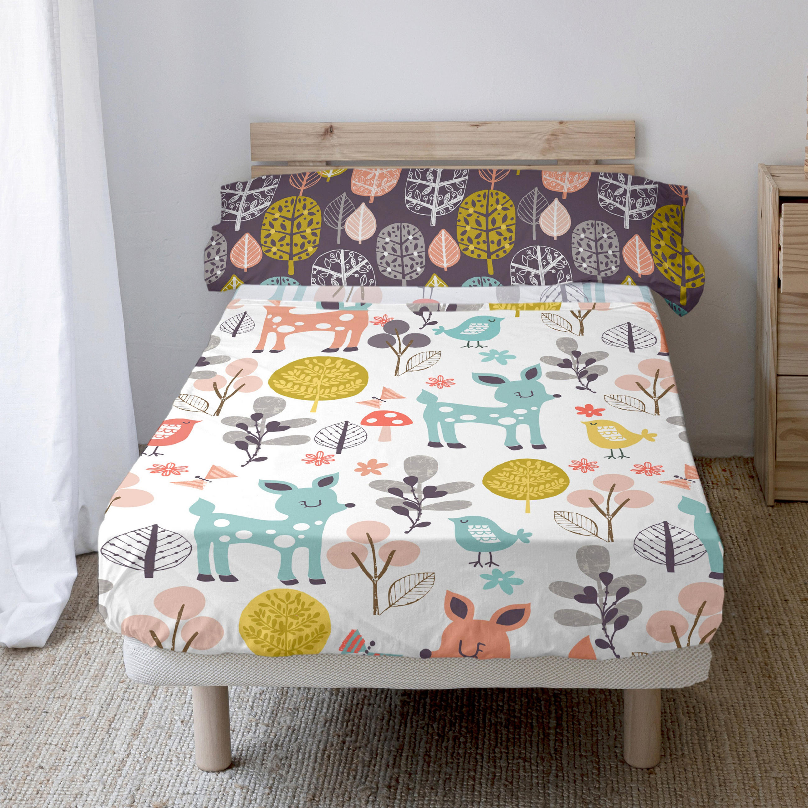 BETTWÄSCHE 2er-Set teiliges woodland 180x270 cm mehrfarbig - Multicolor, Textil (180/270cm) - Happy Friday